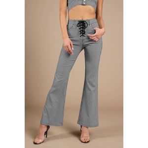 Retro Gingham Flared Pants